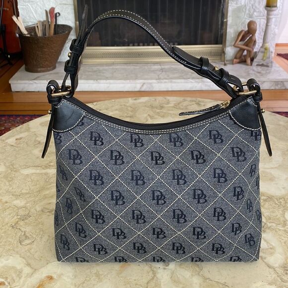 Dooney & Bourke Monogram Canvas & Leather Hobo Bag - Picture 2 of 13
